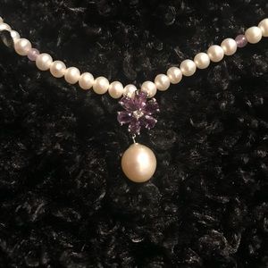 Pearl Amethyst choker style necklace